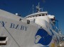 Navi e traghetti in Toscana - Vista del basso della M/N Moby Baby e della sua balena blu a Portoferraio - Fotografia giugno 2013